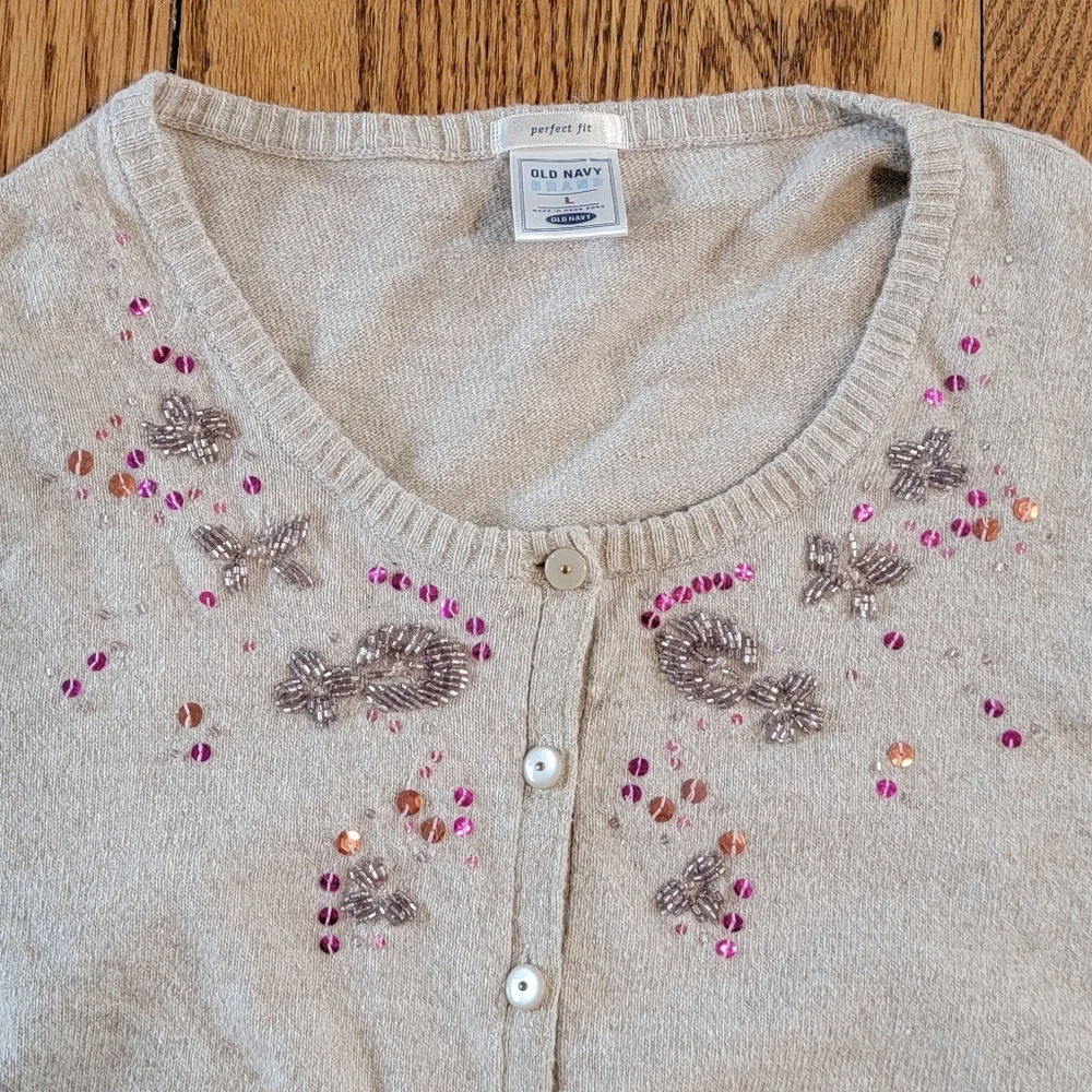 L Angora Rabbit Cotton Buttoned Cardigan Cottagecore Ballet Core Elevated Basics - Picture 2 of 6